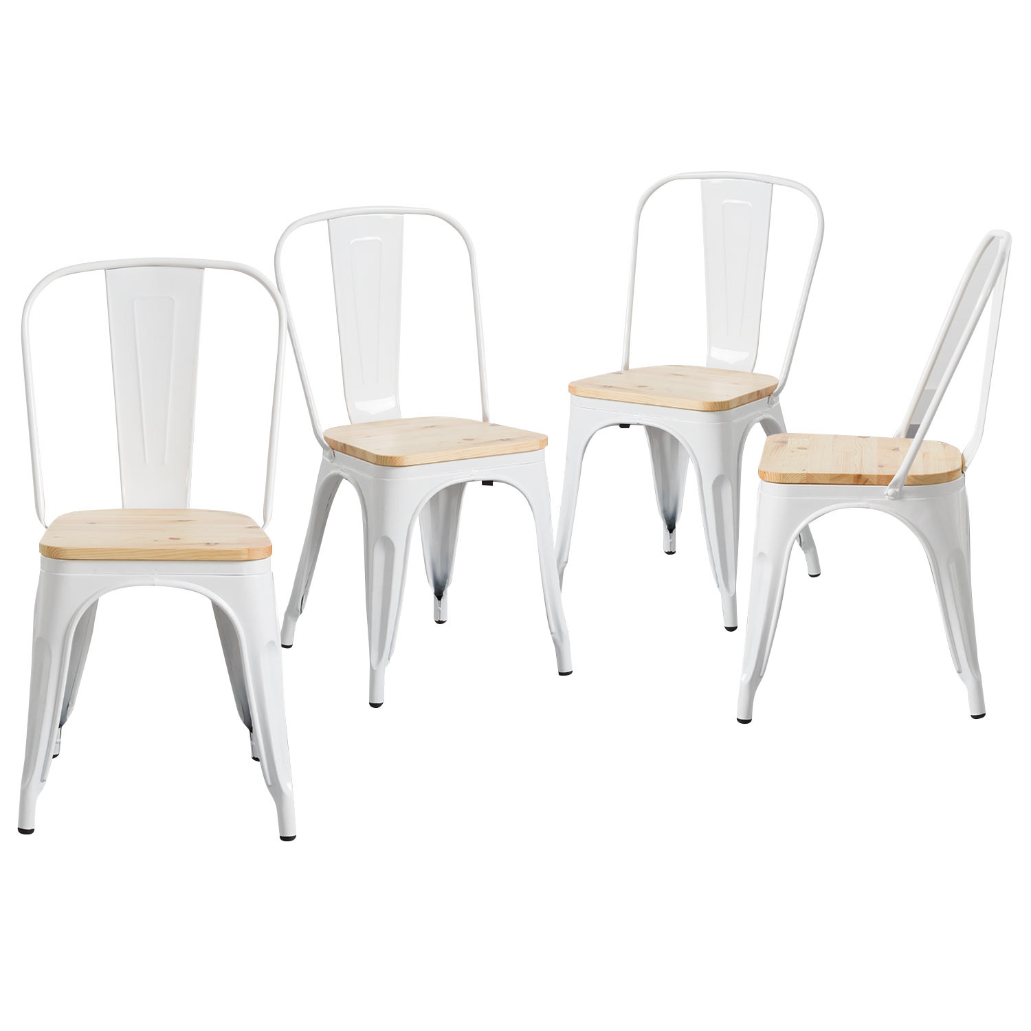 Pack 4 Cadeiras Industriais Fortes com Assento de Madeira 45x54x85cm Thinia Home Packs de Cadeiras 1